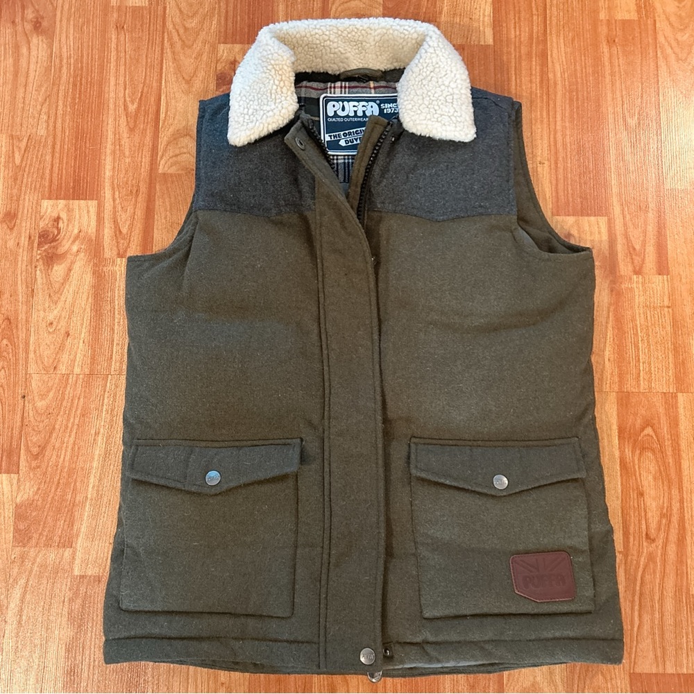 Puffa The Original Quilted Outerwear Puffer Vest Wool Viscose England Britain M